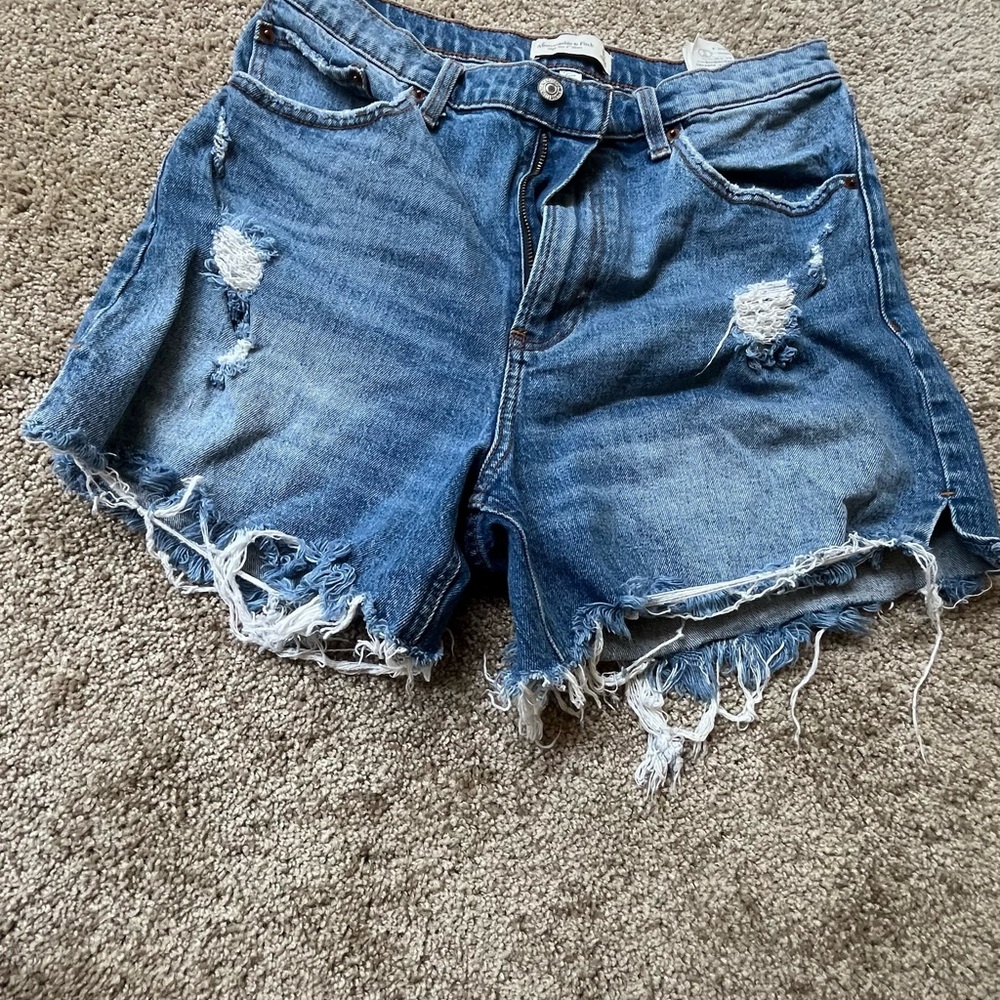 Abercrombie & Fitch Ripped Blue Jean Shorts